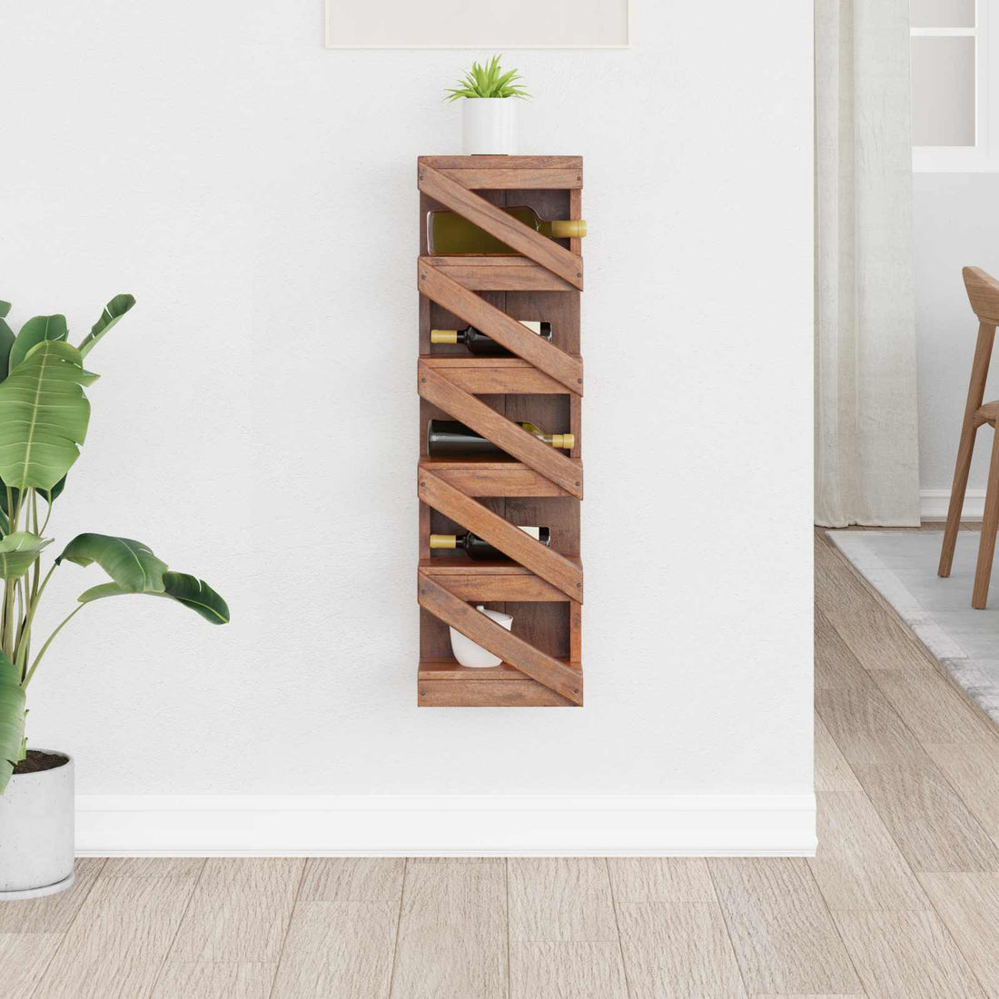 vidaXL Estante de Vino Natural 24 x 14 x 80 cm Madera de Caoba Sólida