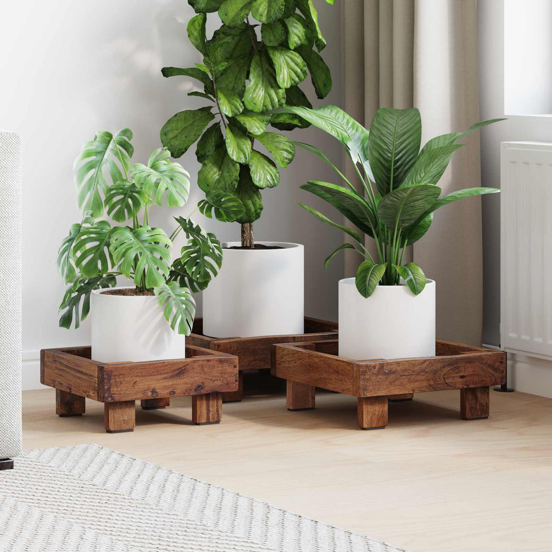 vidaXL Soporte de plantas 3 uds. Marrón 35 x 35 x 12 cm
