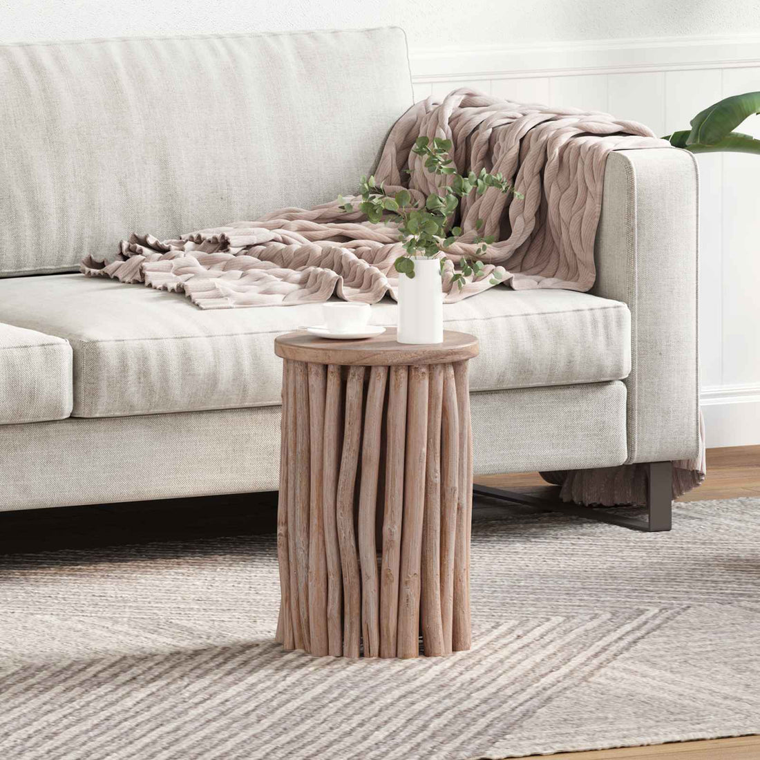 vidaXL Taburete Natural 30 x 30 x 45 cm Madera de teca maciza