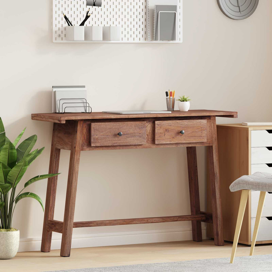 vidaXL Escritorio Marrón 110 x 30 x 79 cm Madera de Caoba Sólida