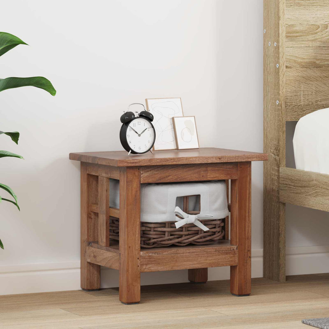 vidaXL Mesa lateral Marrón 38 x 28 x 35 cm Madera maciza de Caoba