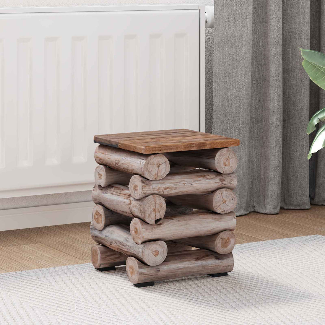 vidaXL Taburete Natural Madera de teca maciza