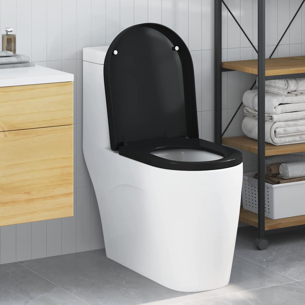 vidaXL Asiento de WC Ajustable Negro 48 x 36,5 x 4,5 cm Polipropileno