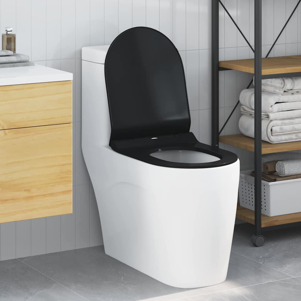 vidaXL Asiento de WC Ajustable Negro 50 x 36,5 x 5 cm Polipropileno