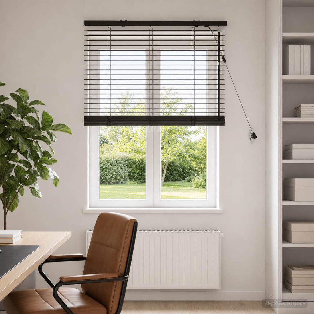 vidaXL Persiana veneciana Marrón Oscuro 95 x 130 cm 35 mm