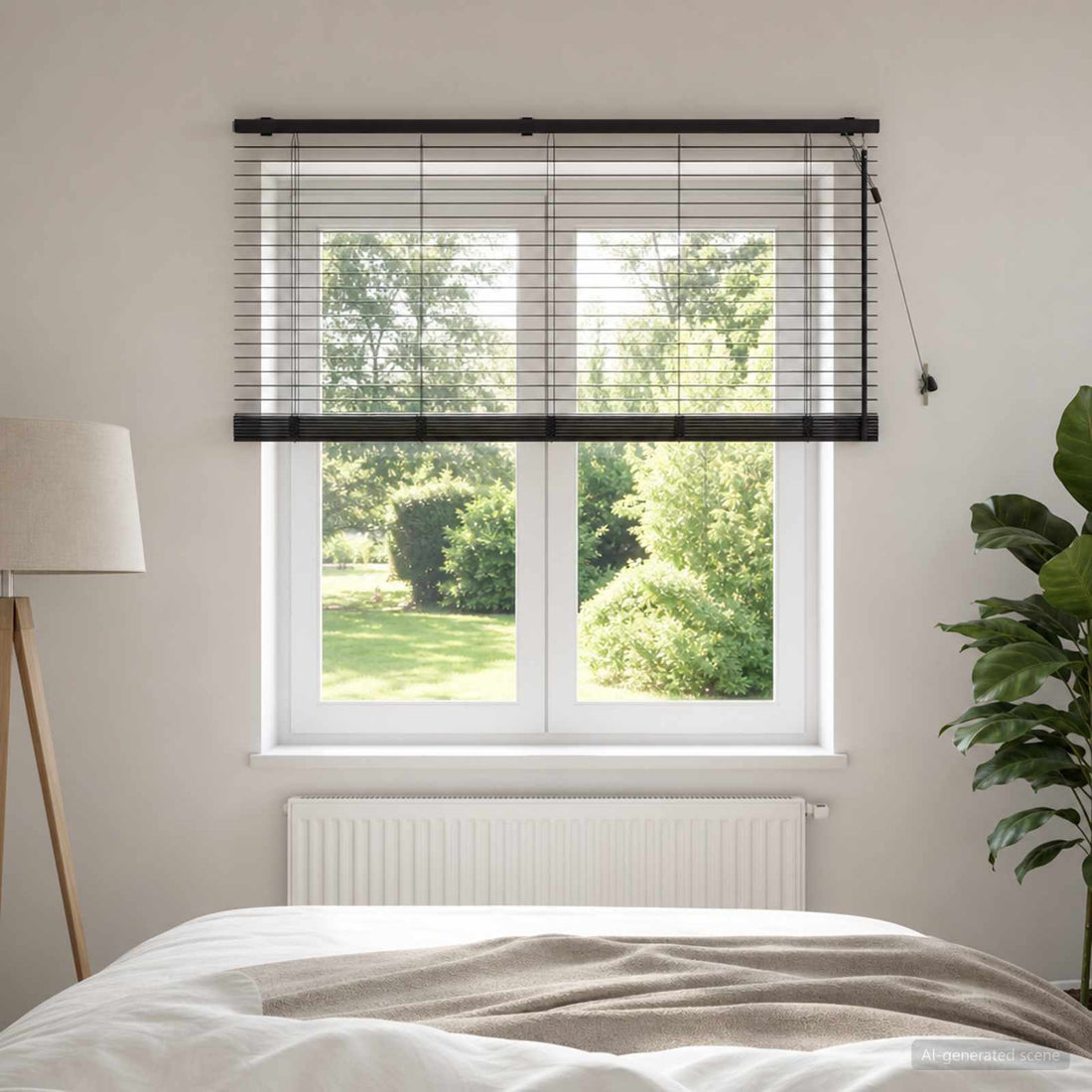vidaXL Persiana veneciana Marrón Oscuro 160 x 160 cm 35 mm