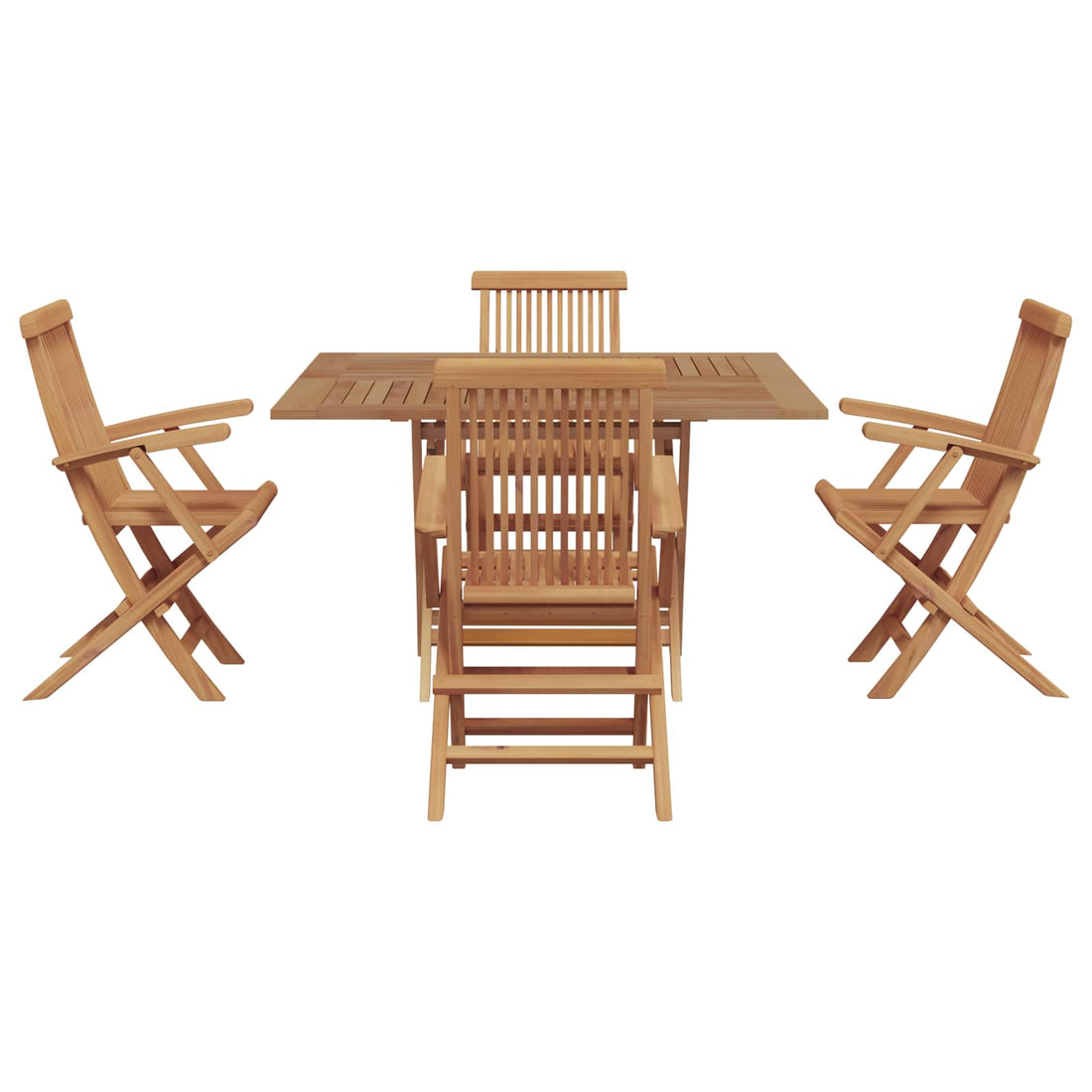 vidaXL Conjunto de Comedor de Jardín Marrón Madera de teca maciza