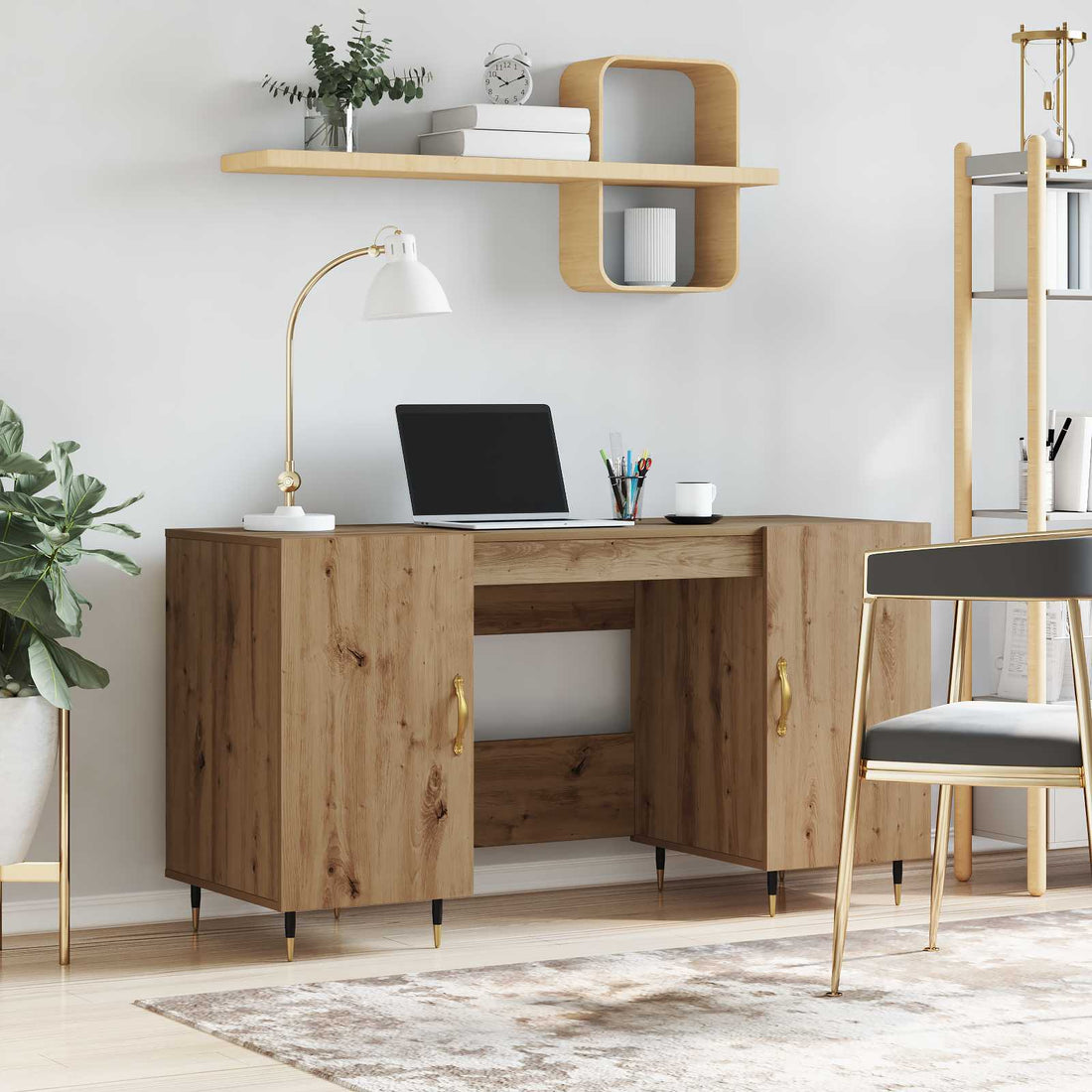 vidaXL Escritorio Roble artisan Madera de ingeniería 140 x 50 x 75 cm