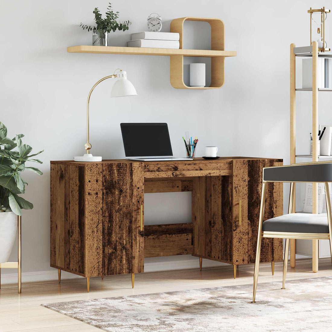 vidaXL Escritorio Madera vieja Madera de ingeniería 140 x 50 x 75 cm