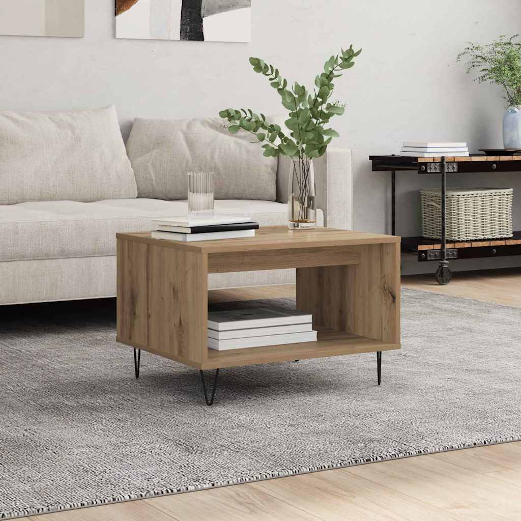 vidaXL Mesa de Café Roble artisan 60 x 50 x 40 cm Madera de ingeniería