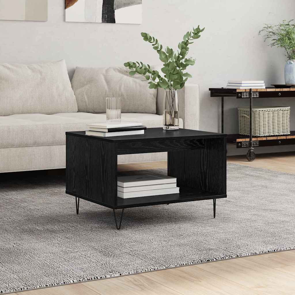 vidaXL Mesa de Café Roble negro 60 x 50 x 40 cm Madera de ingeniería