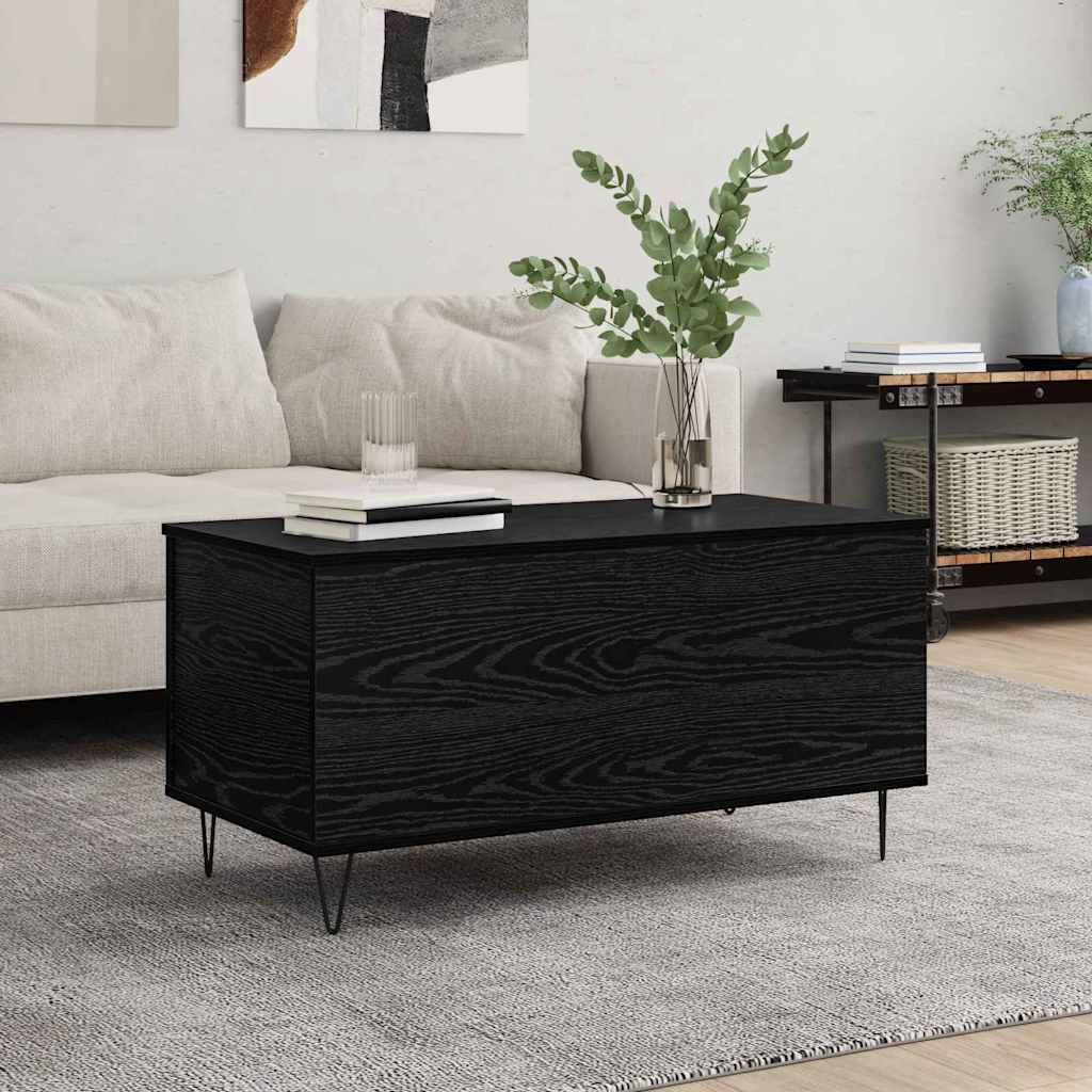 vidaXL Mesa de Café Roble negro 90 x 44.5 x 45 cm Madera de ingeniería