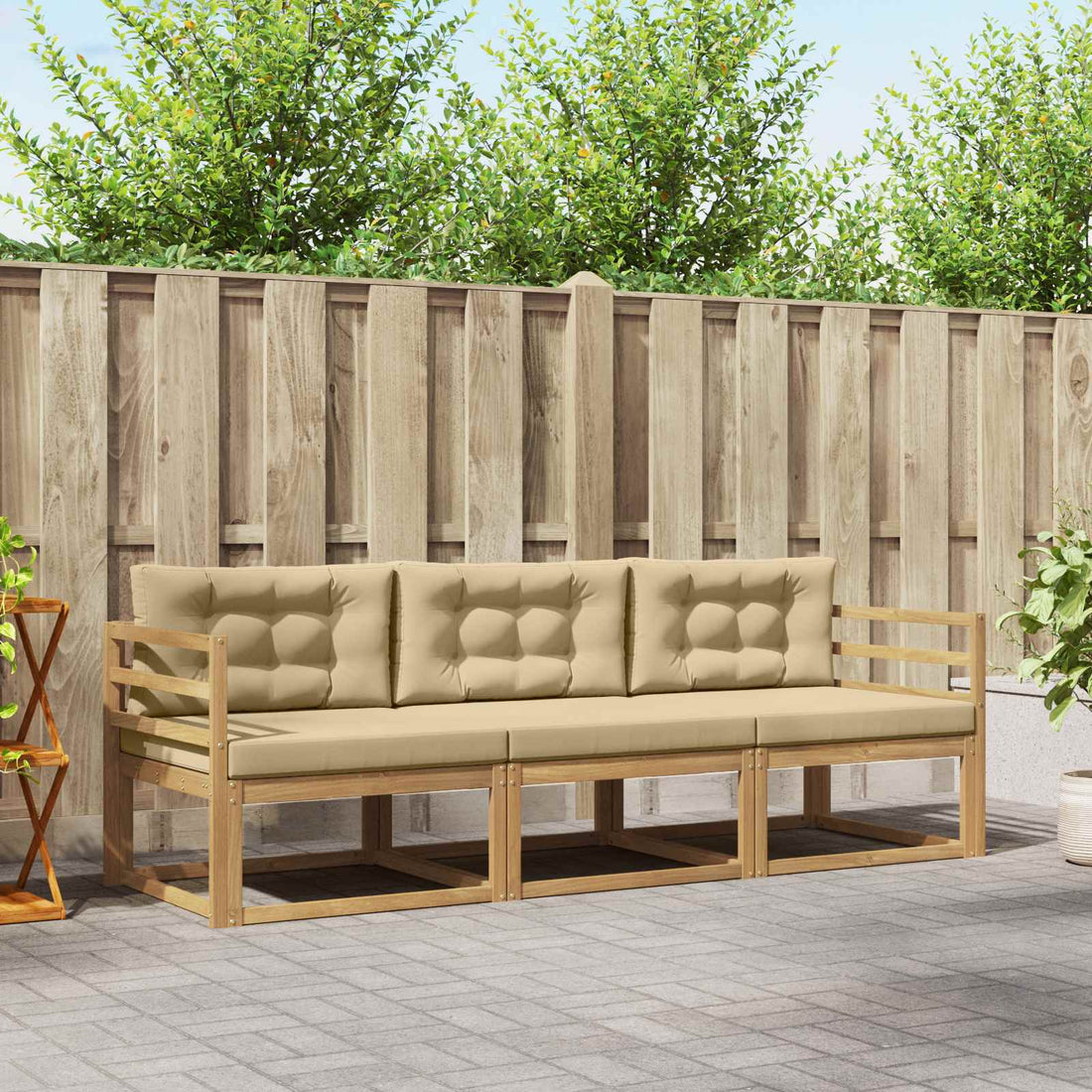 vidaXL Conjunto de sofás de exterior 3 uds. y Beige Poliéster