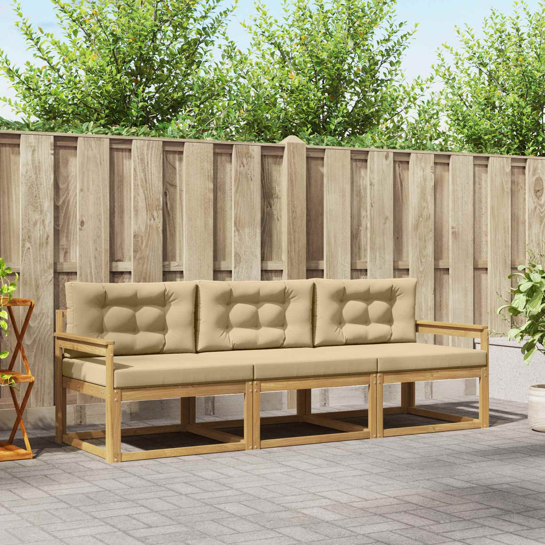 vidaXL Conjunto de sofás de exterior 3 uds. y Beige Poliéster