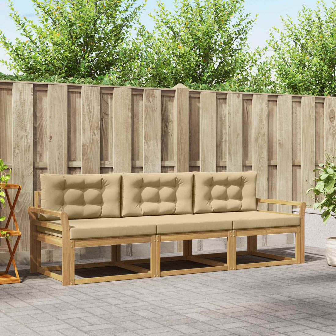 vidaXL Conjunto de sofás de exterior 3 uds. y Beige Poliéster