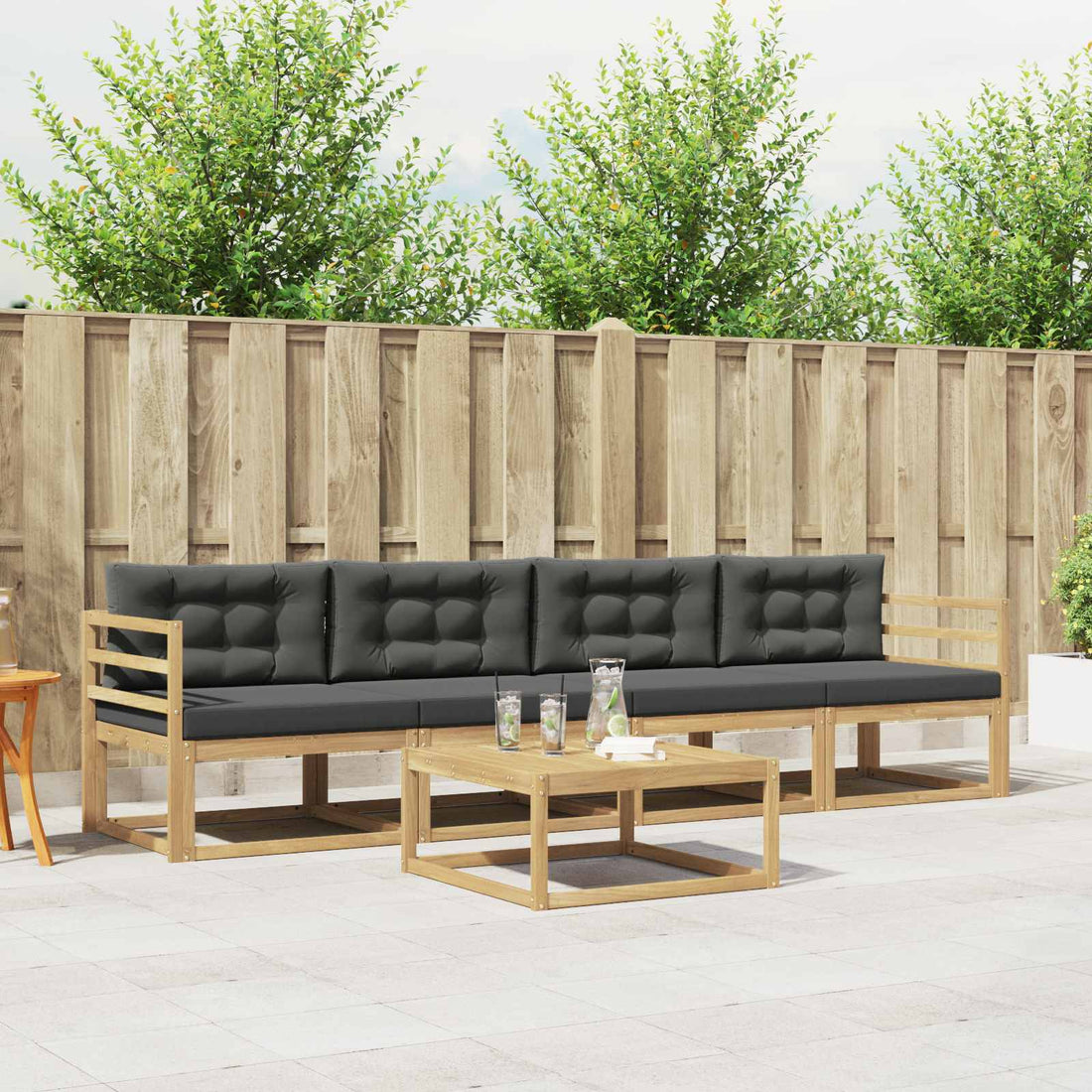 vidaXL Conjunto de sofás de exterior 4 uds. Blanco y Antracita