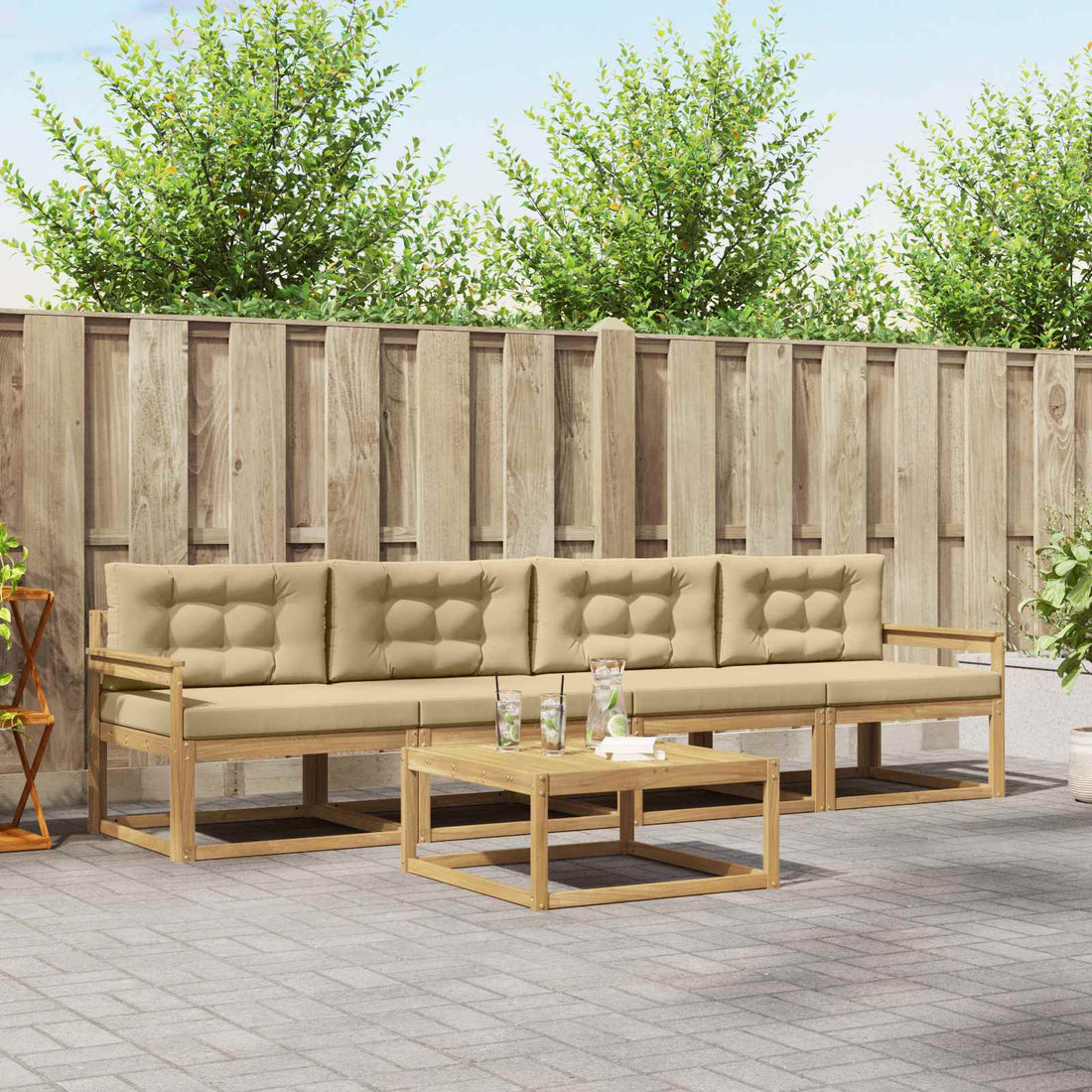 vidaXL Conjunto de sofás de exterior 4 uds. y Beige