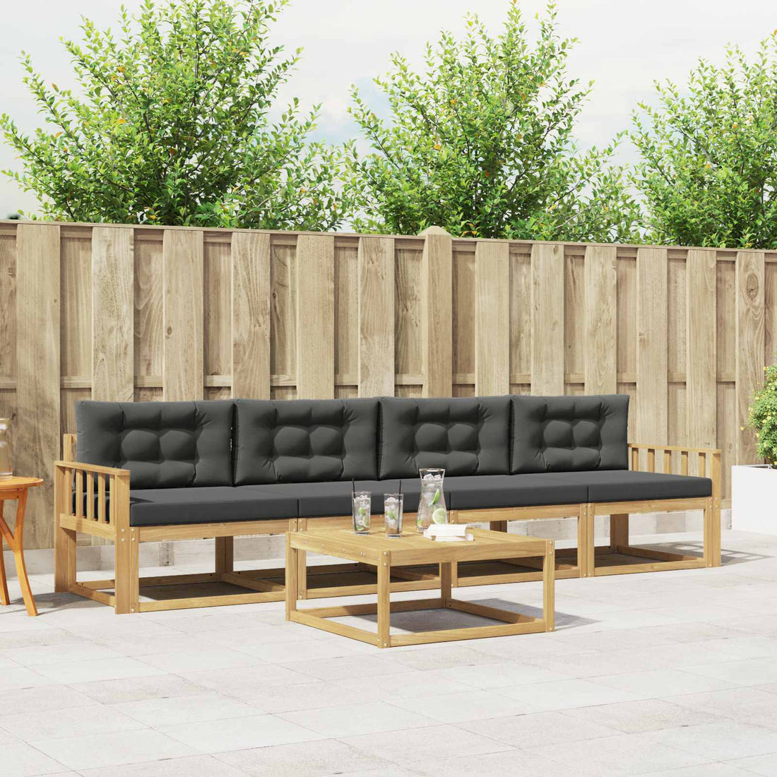 vidaXL Conjunto de sofás de exterior 4 uds. Blanco y Antracita
