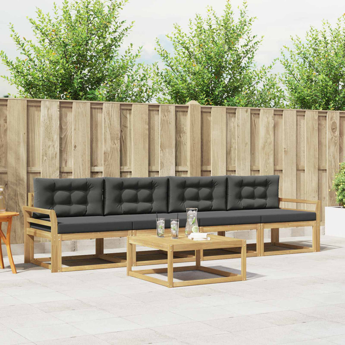 vidaXL Conjunto de sofás de exterior 4 uds. Blanco y Antracita