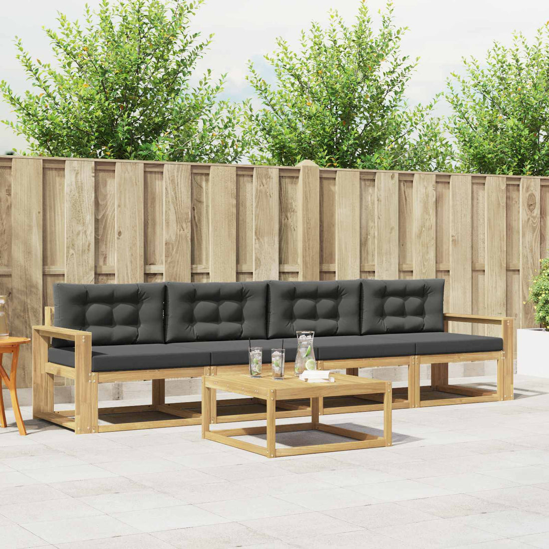 vidaXL Conjunto de sofás de exterior 4 uds. Blanco y Antracita