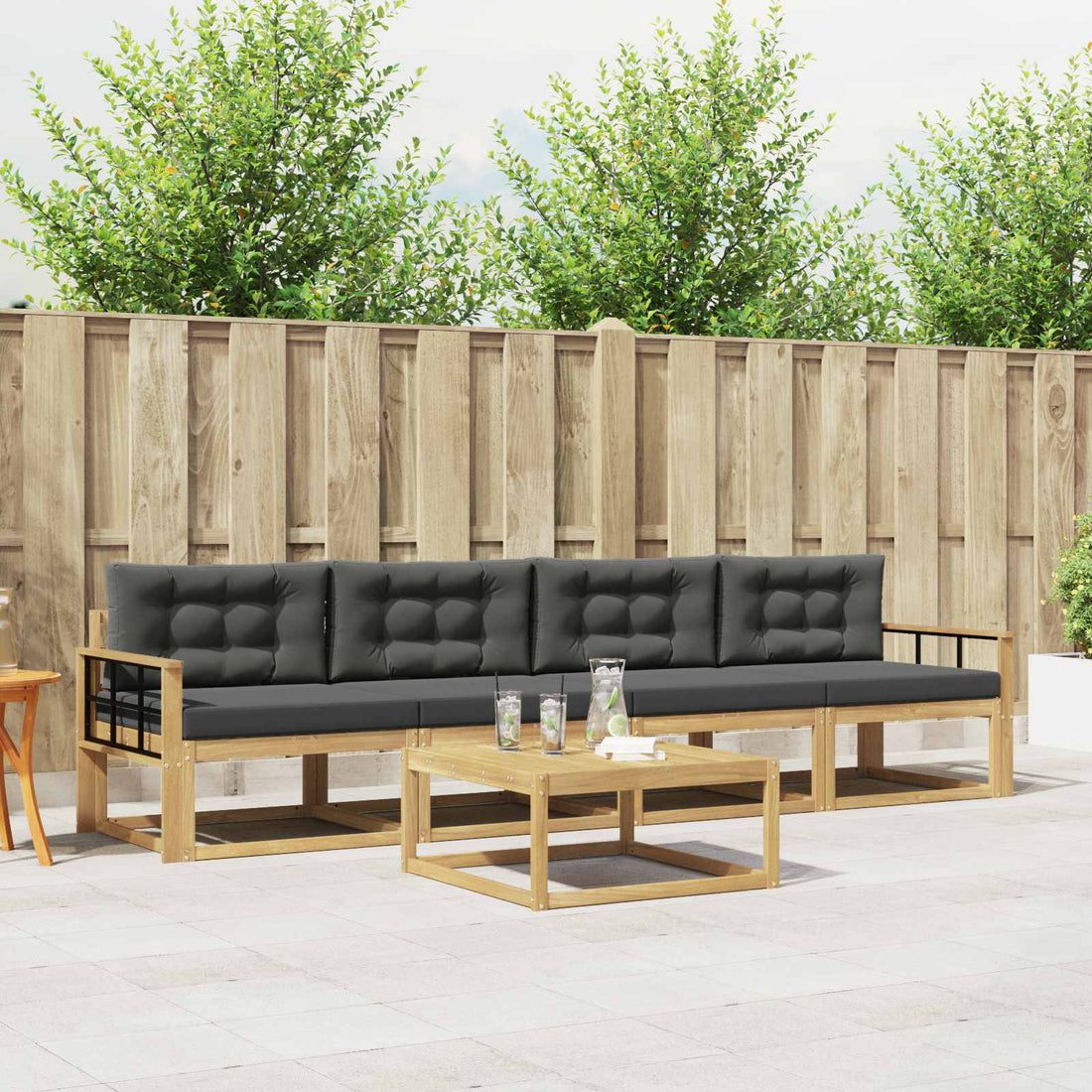vidaXL Conjunto de sofás de exterior 4 uds. Blanco y Antracita