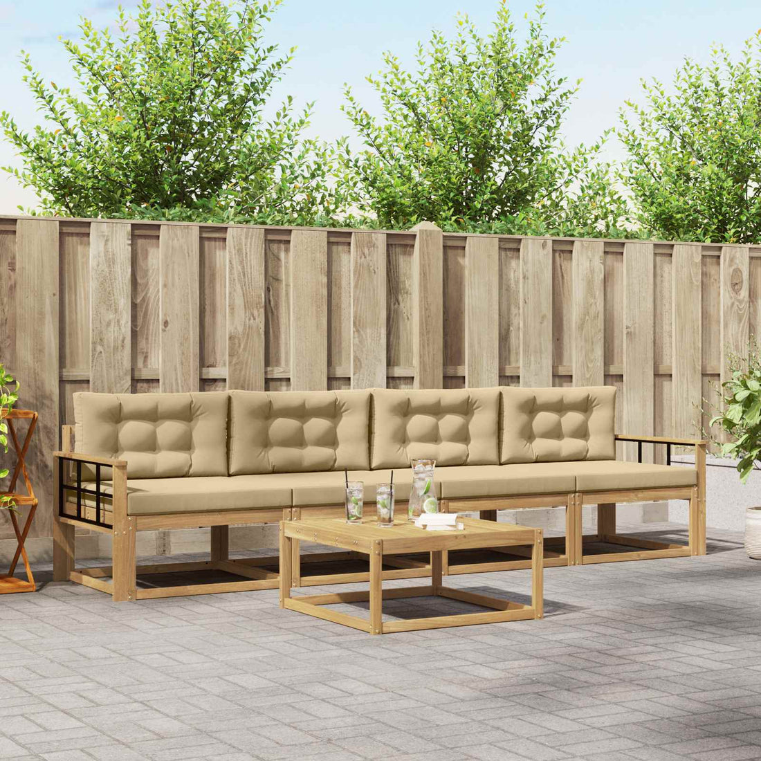 vidaXL Conjunto de sofás de exterior 4 uds. y Beige