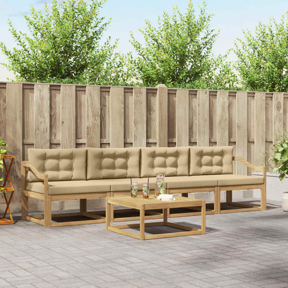 vidaXL Conjunto de sofás de exterior 4 uds. y Beige