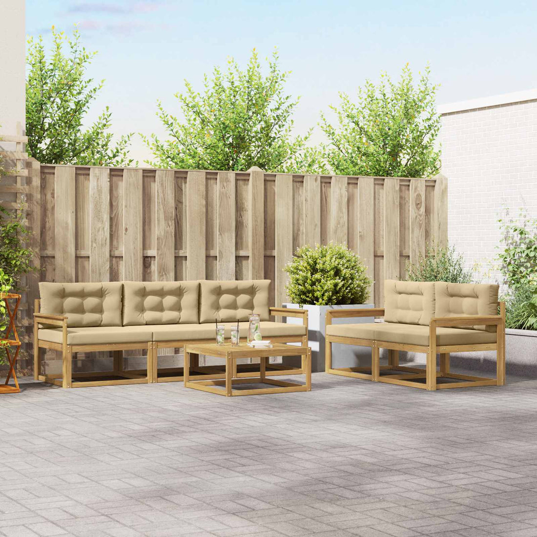 vidaXL Conjunto de sofás de exterior 6 uds. y Beige