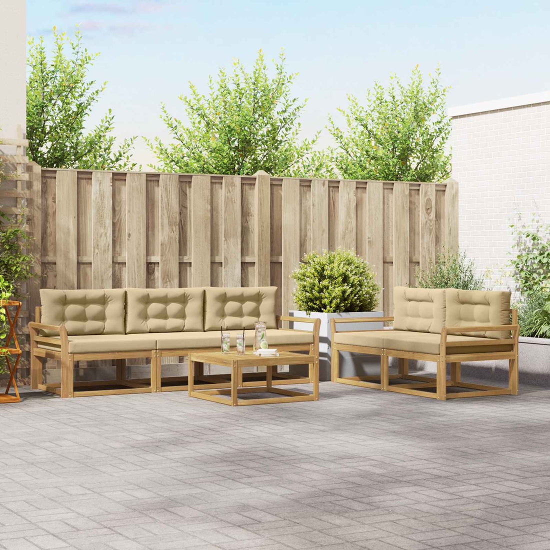 vidaXL Conjunto de sofás de exterior 6 uds. y Beige