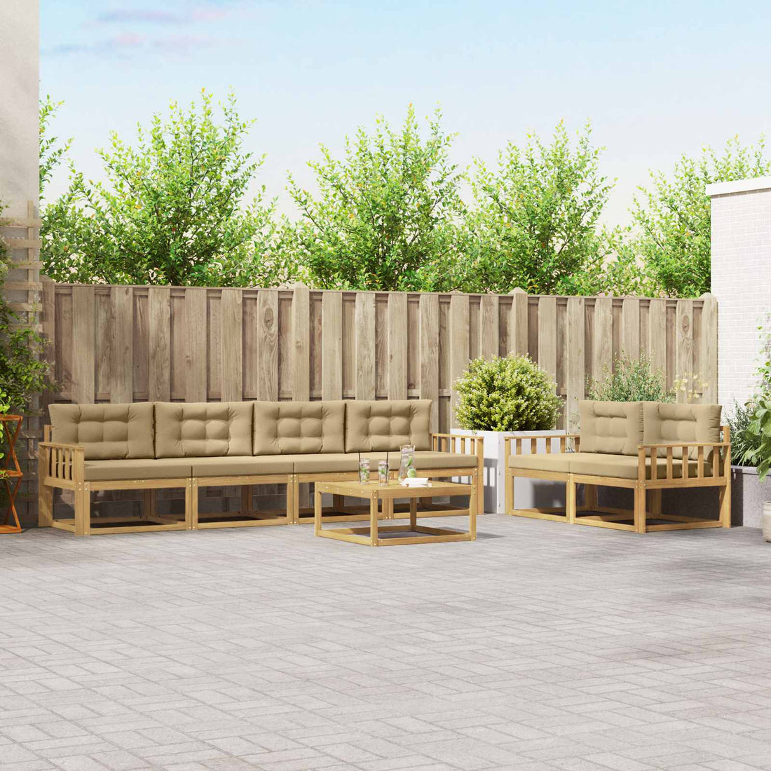 vidaXL Conjunto de sofás de exterior 6 uds. y Beige
