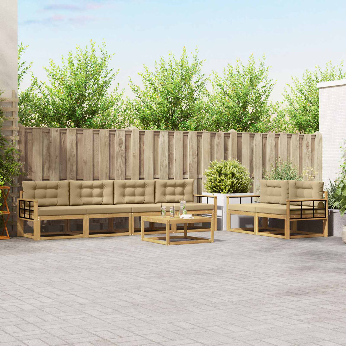 vidaXL Conjunto de sofás de exterior 6 uds. y Beige