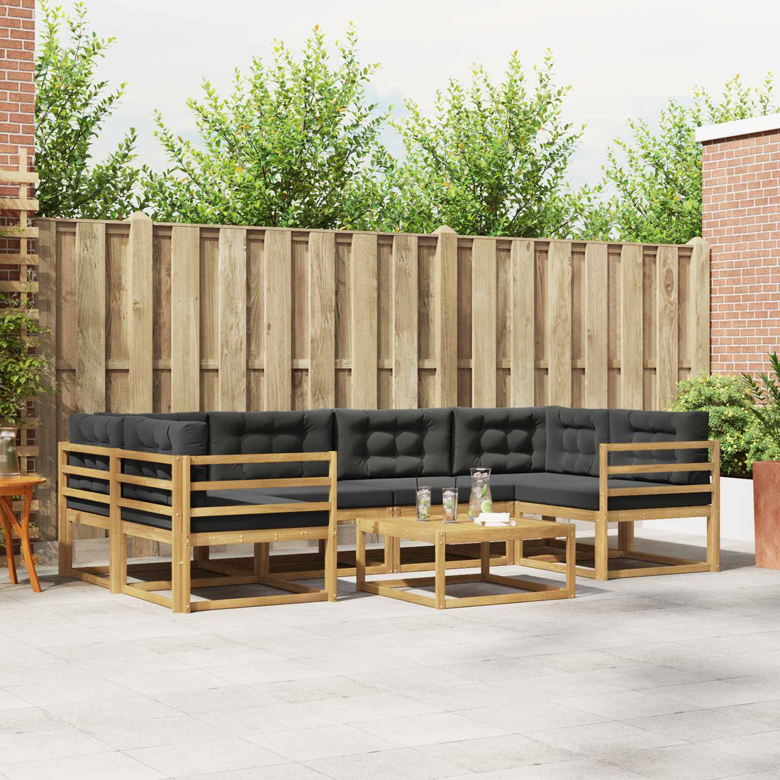 vidaXL Conjunto de sofás de exterior 5 uds. Blanco y Antracita