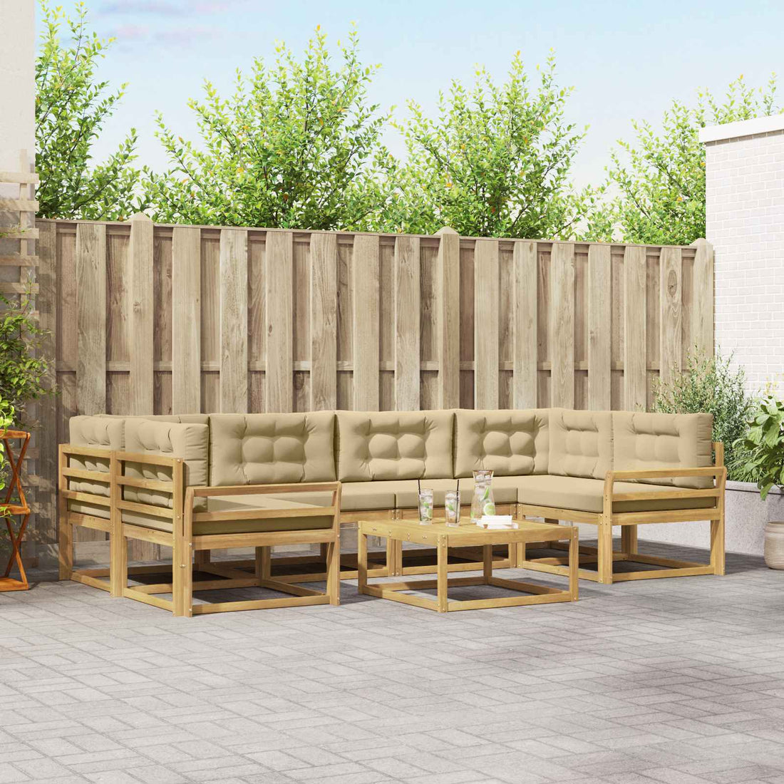 vidaXL Conjunto de sofás de exterior 5 uds. y Beige