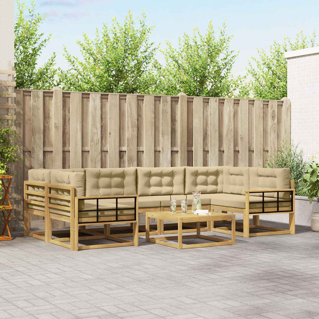 vidaXL Conjunto de sofás de exterior 5 uds. y Beige