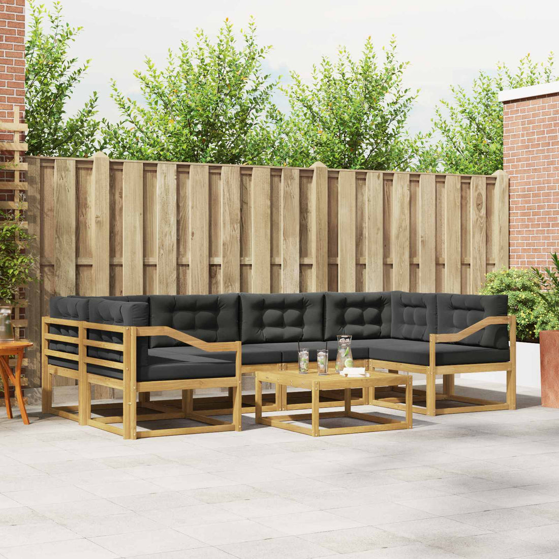 vidaXL Conjunto de sofás de exterior 5 uds. Blanco y Antracita
