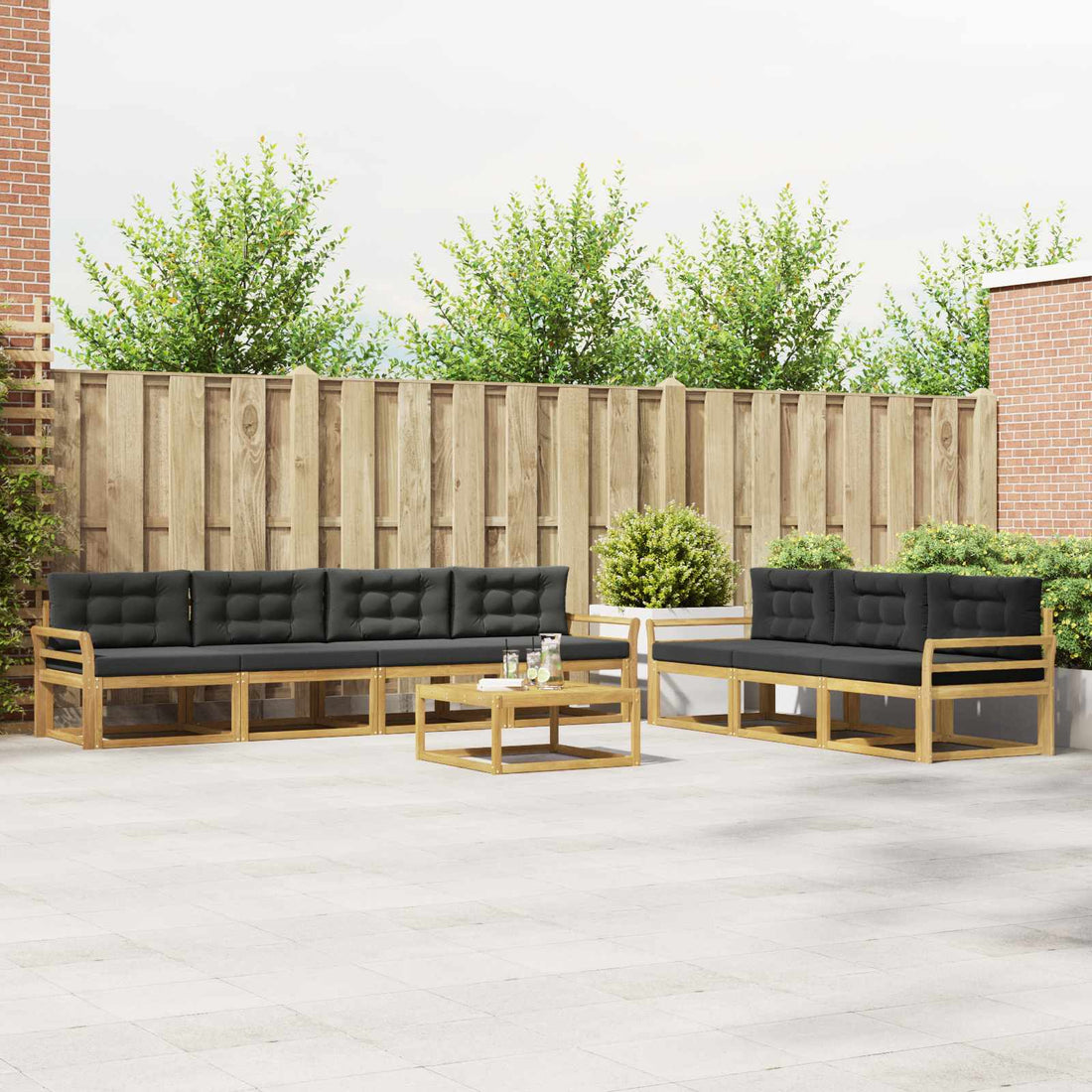 vidaXL Conjunto de sofás de exterior 7 uds. Blanco y Antracita