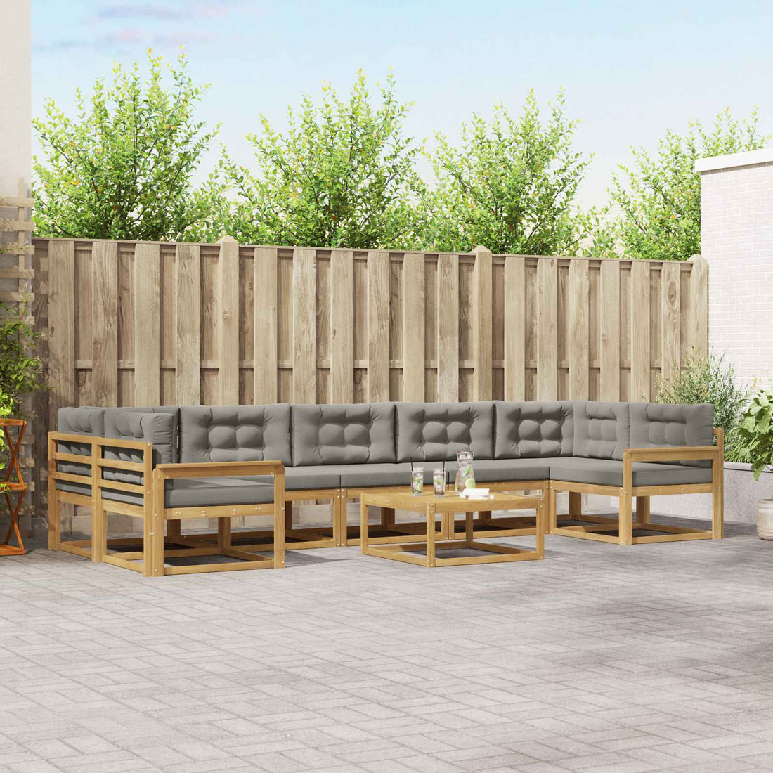vidaXL Conjunto de sofás de exterior 6 uds. Blanco y Gris Claro
