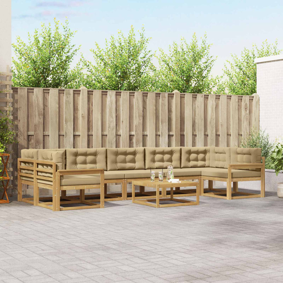 vidaXL Conjunto de sofás de exterior 6 uds. y Beige