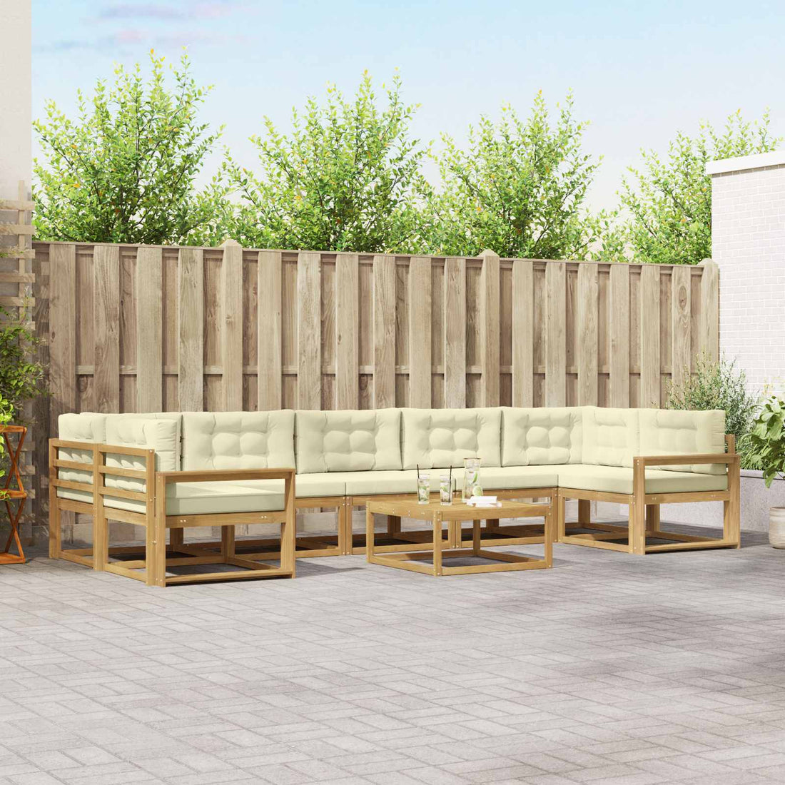 vidaXL Conjunto de sofás de exterior 6 uds. Blanco y Crema