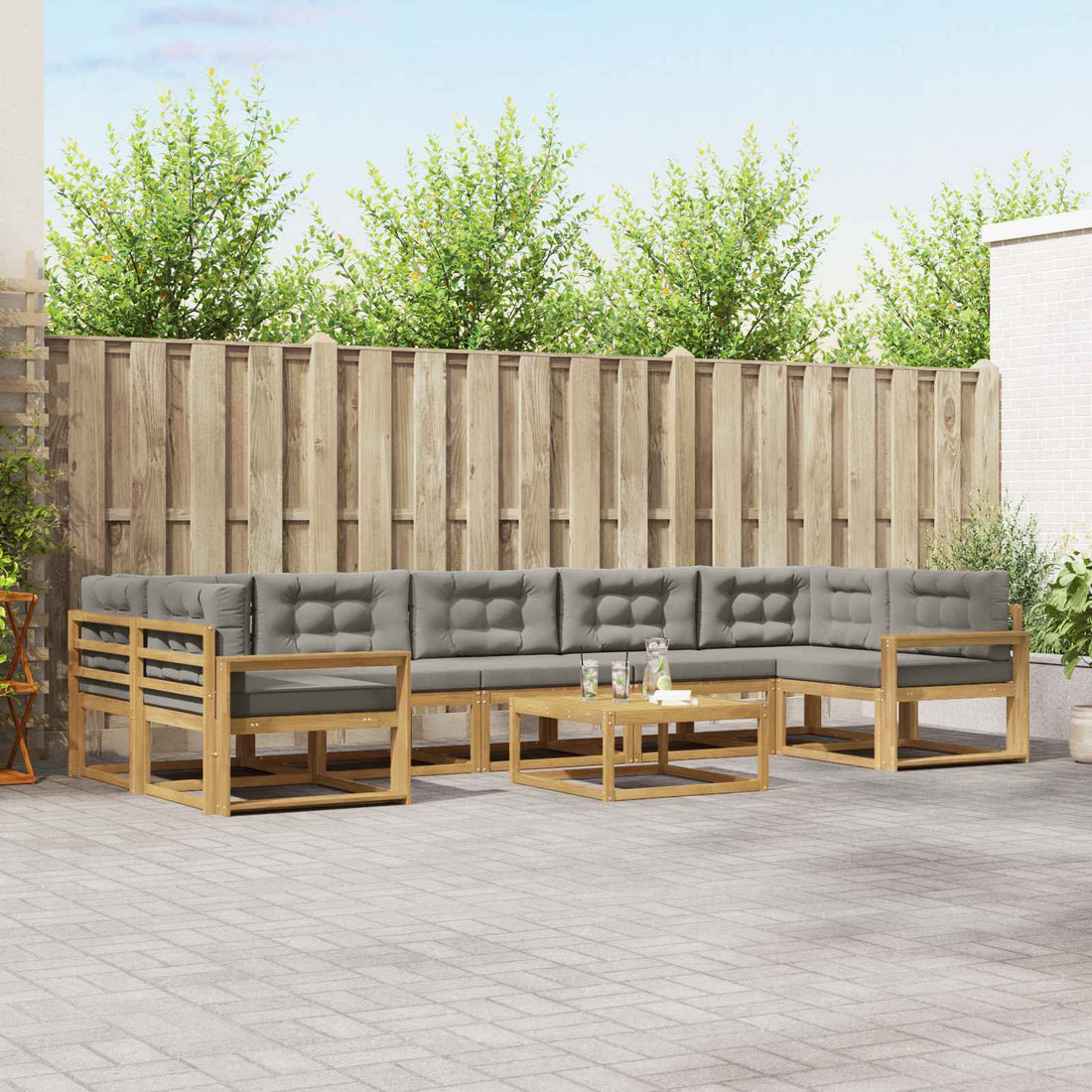 vidaXL Conjunto de sofás de exterior 6 uds. Blanco y Gris Claro