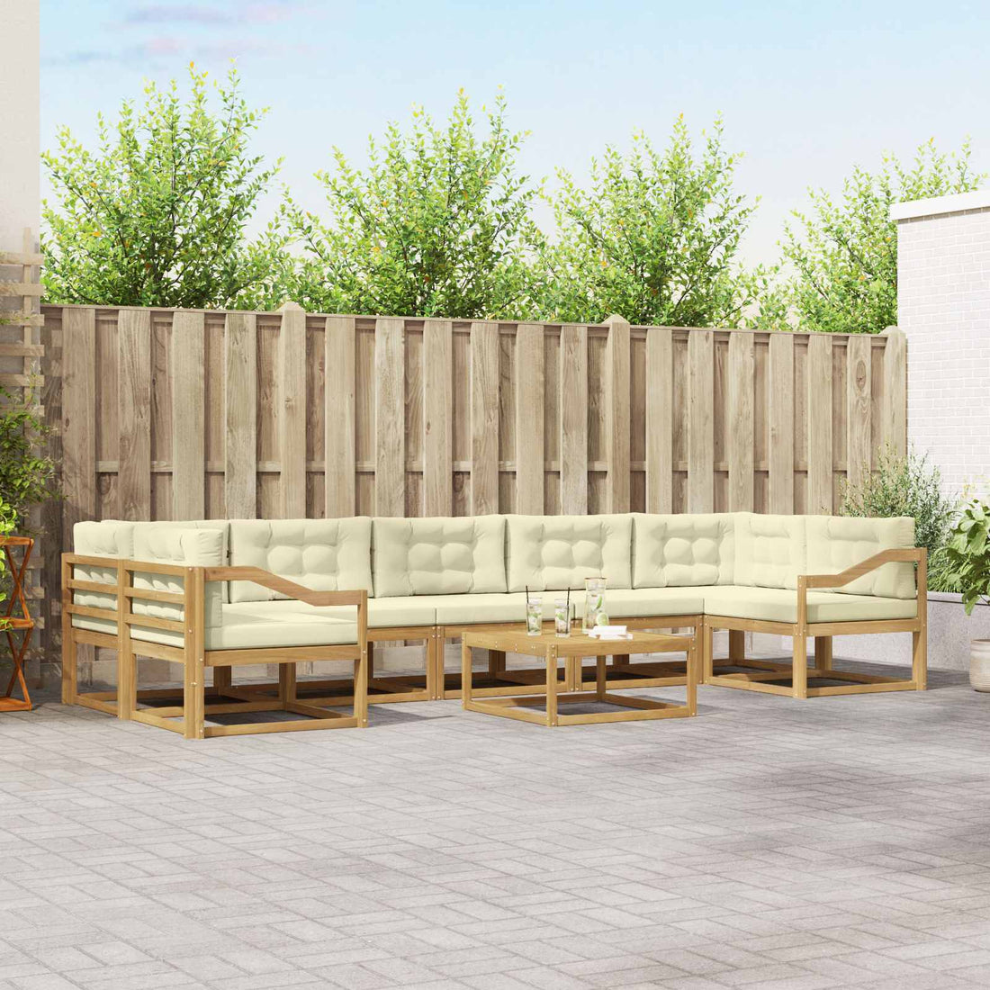 vidaXL Conjunto de sofás de exterior 6 uds. Blanco y Crema
