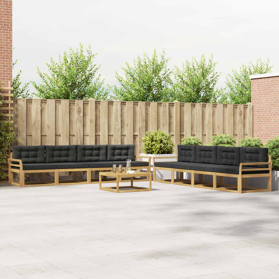 vidaXL Conjunto de sofás de exterior 9 uds. Blanco y Antracita