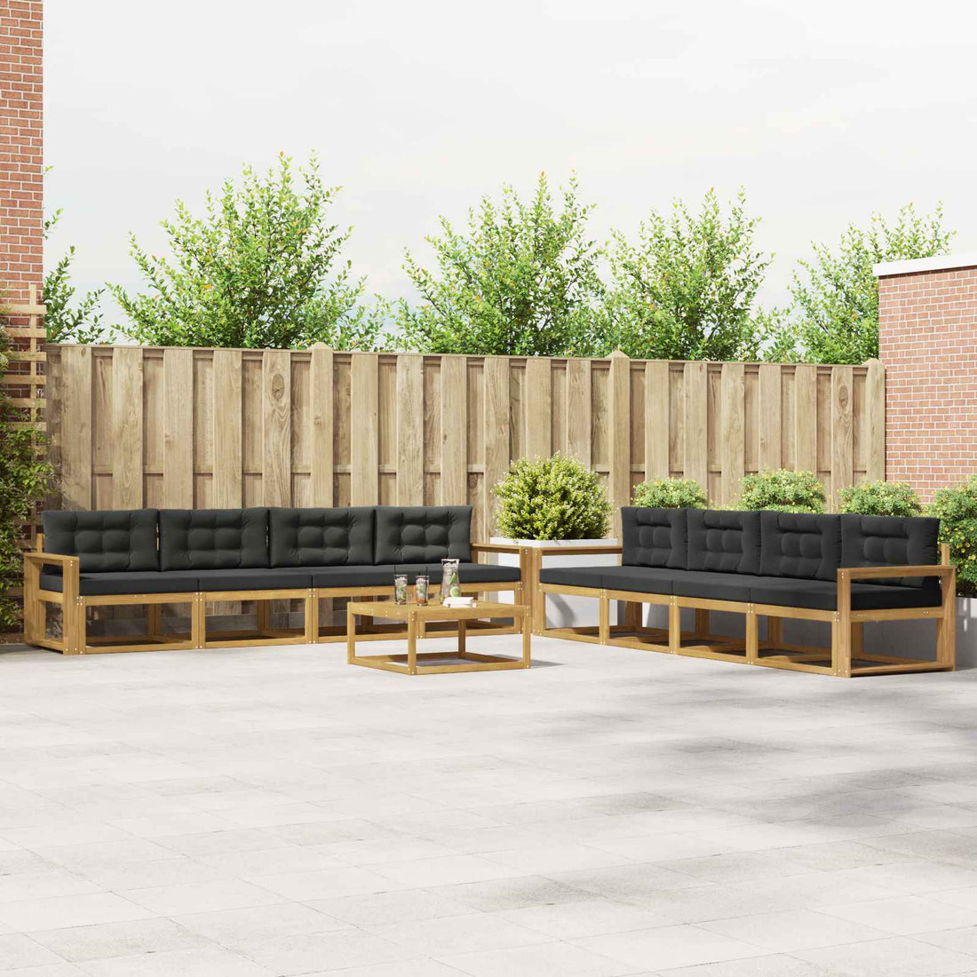 vidaXL Conjunto de sofás de exterior 9 uds. Blanco y Antracita