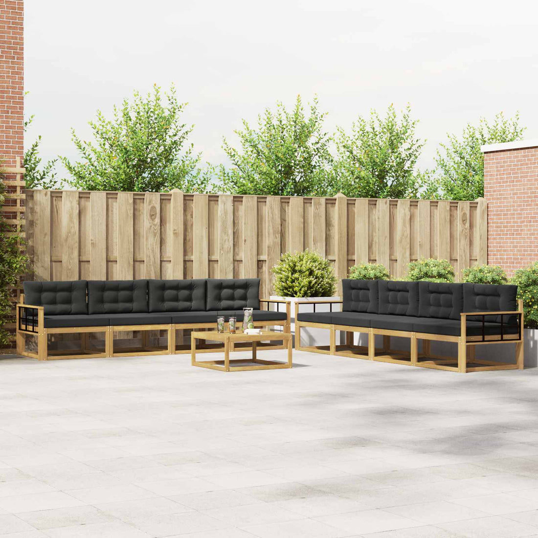 vidaXL Conjunto de sofás de exterior 9 uds. Blanco y Antracita