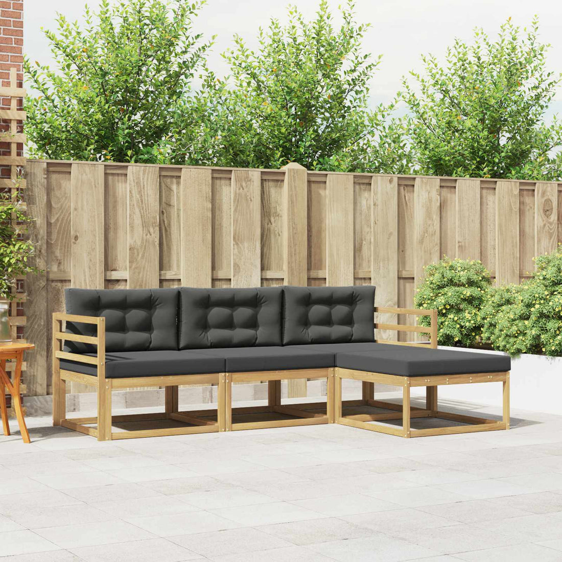 vidaXL Conjunto de sofás de exterior 4 uds. Blanco y Antracita