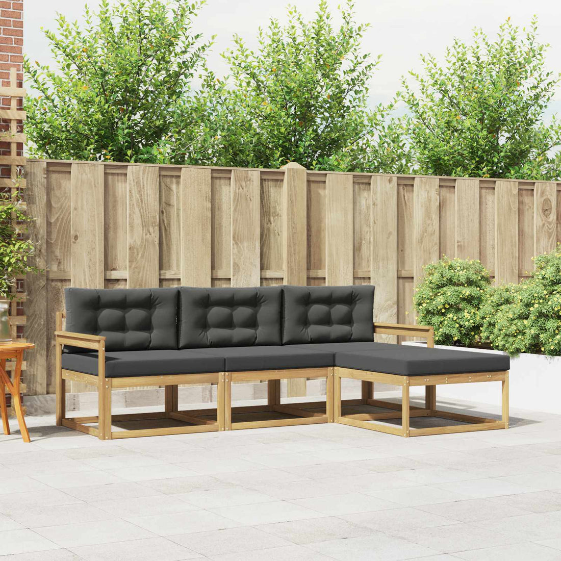 vidaXL Conjunto de sofás de exterior 4 uds. Blanco y Antracita