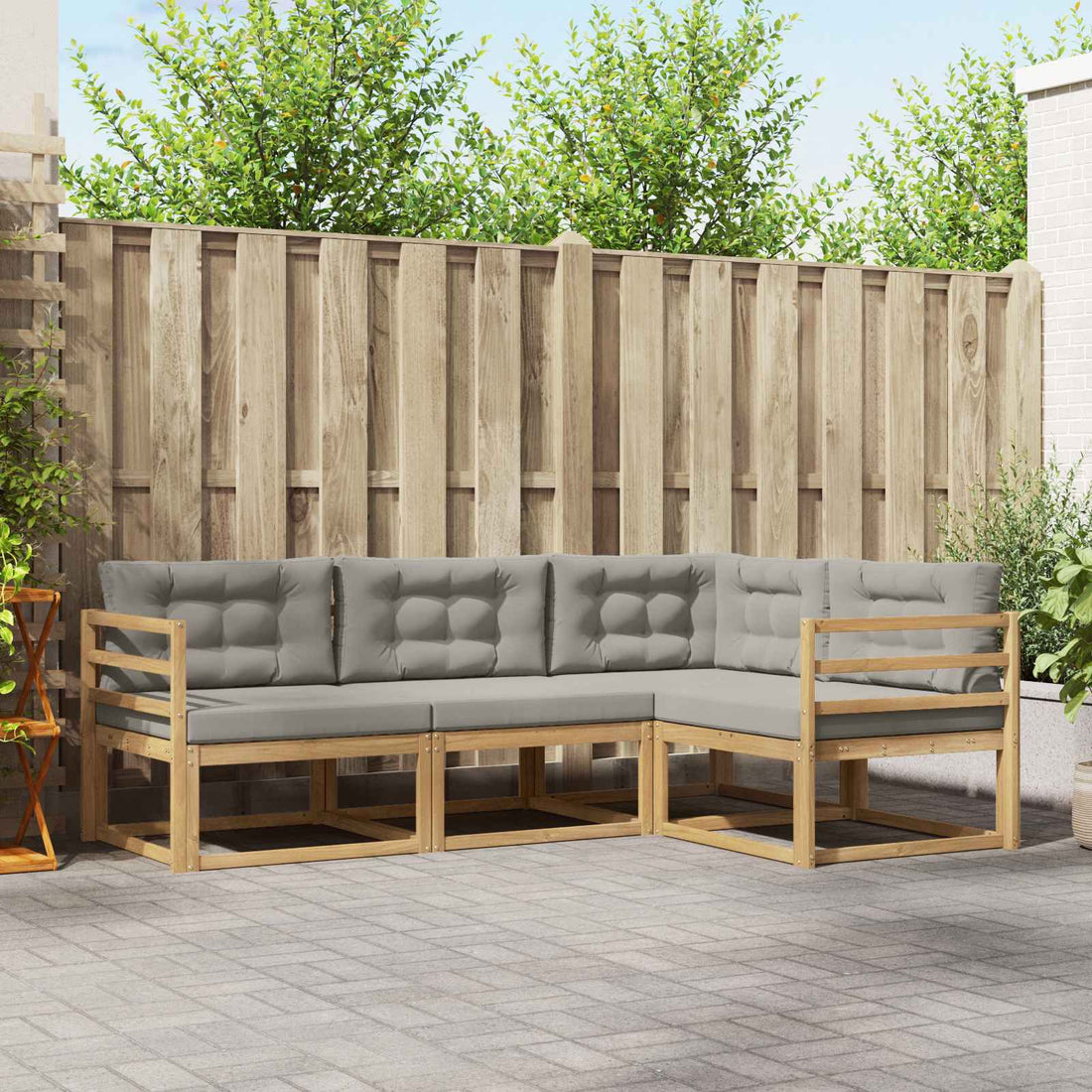 vidaXL Conjunto de sofás de exterior 3 uds. Blanco y Gris Claro