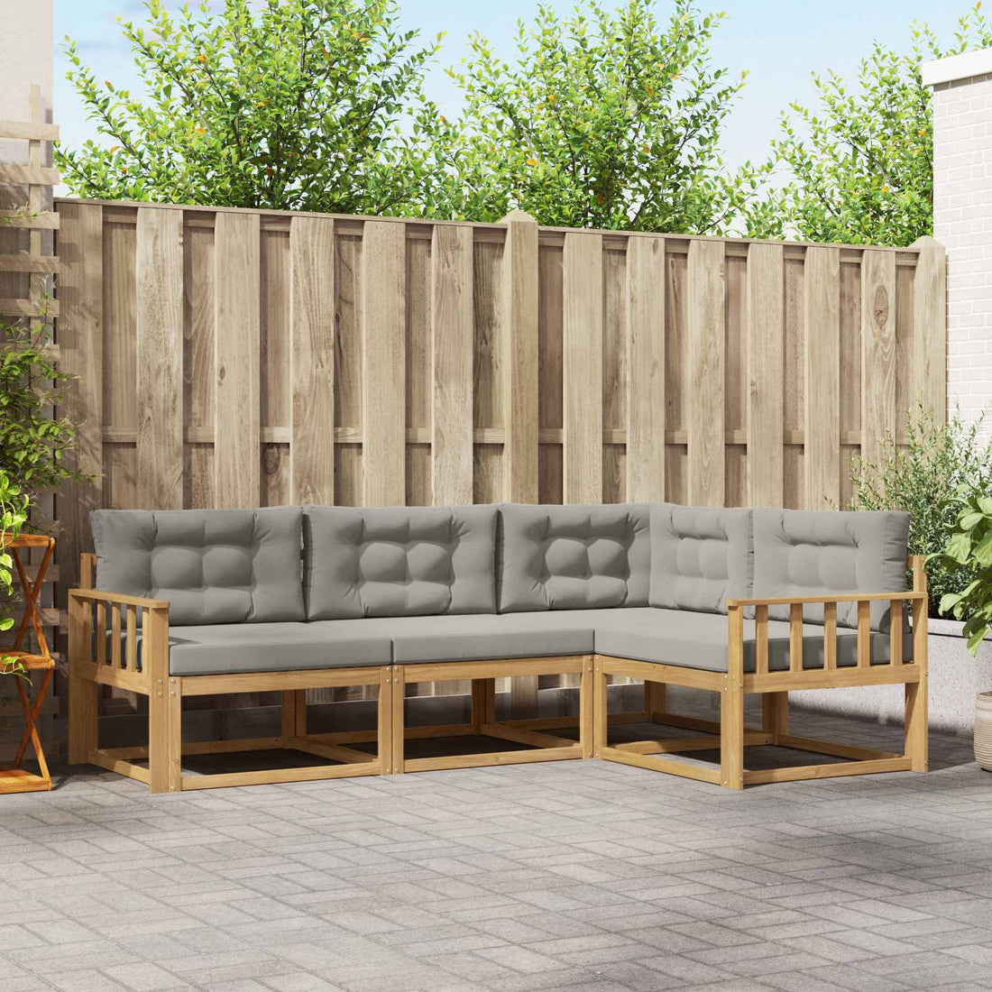 vidaXL Conjunto de sofás de exterior 3 uds. Blanco y Gris Claro