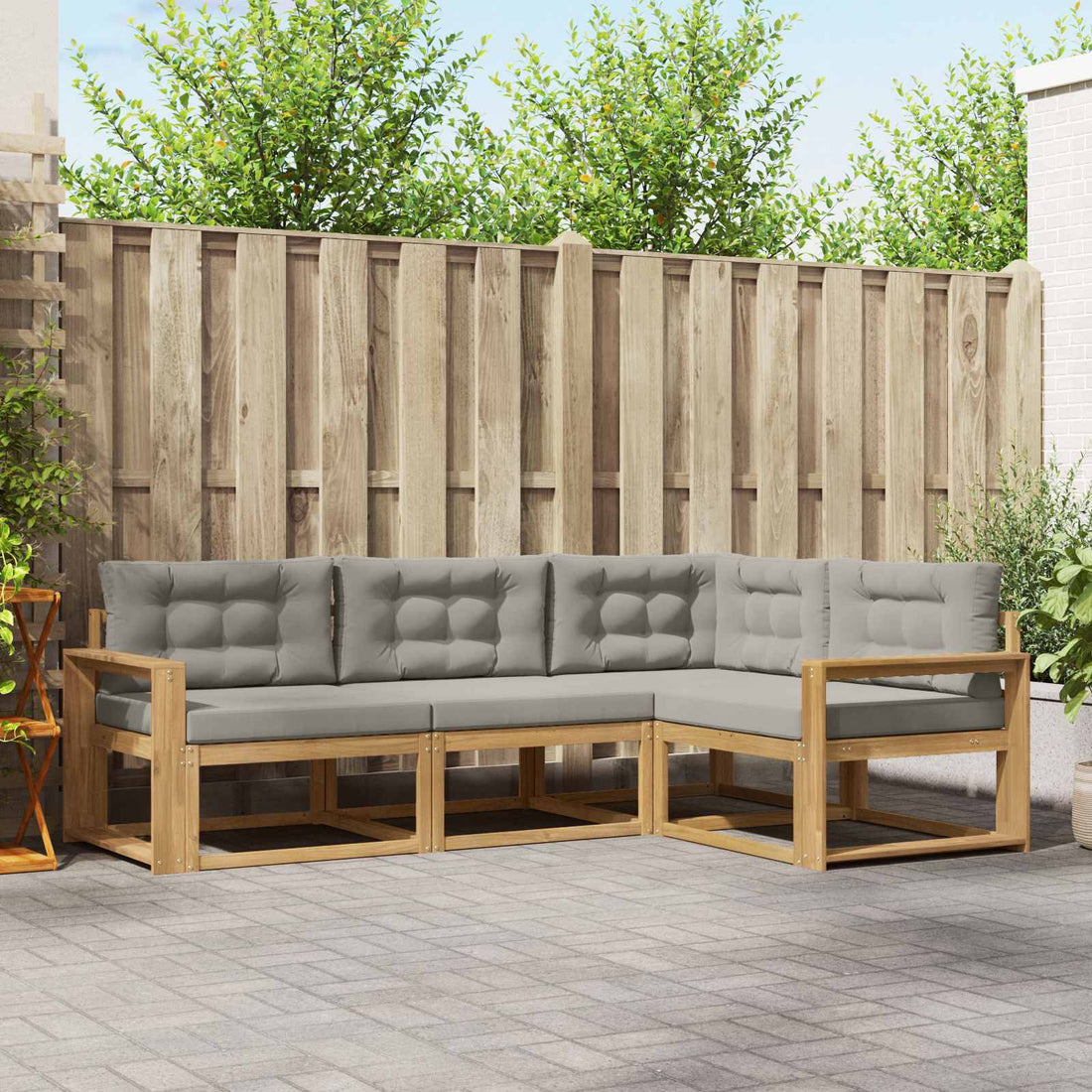 vidaXL Conjunto de sofás de exterior 3 uds. Blanco y Gris Claro