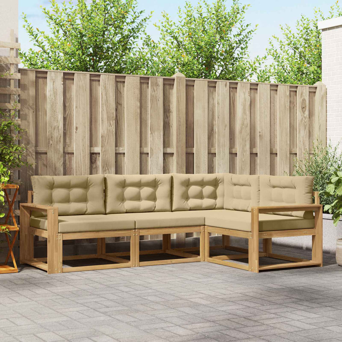 vidaXL Conjunto de sofás de exterior 3 uds. y Beige Poliéster